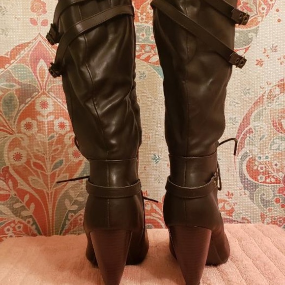 LANE BRYANT CHOCOLATE BROWN WIDE LEG DRESS BOOTS - Picture 4 of 7